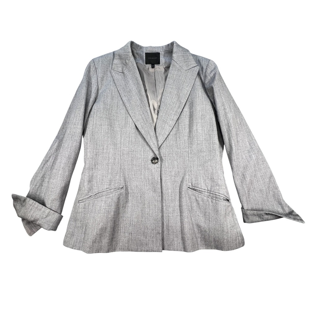 Bern and Mort Gray Blazer Wool Blend Single Button Professional Women Size 16